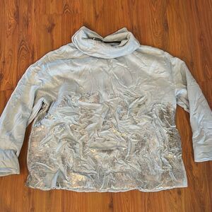 Pier Antonio Gaspari made in Italy blue oversized sweatshirt fleece inside silve